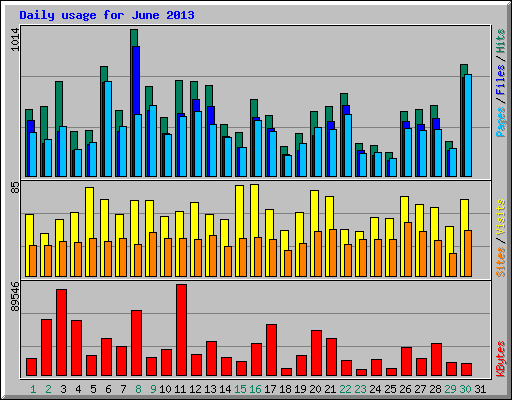 Daily usage for June 2013