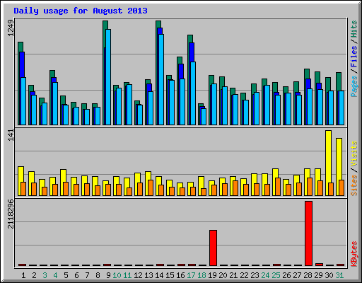 Daily usage for August 2013