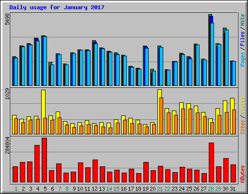 Daily usage for January 2017