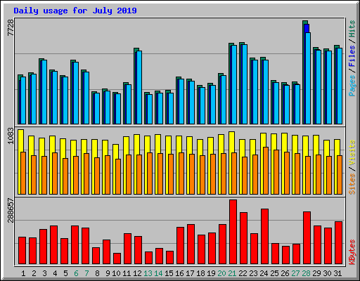 Daily usage for July 2019