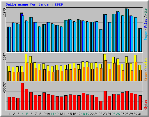 Daily usage for January 2020