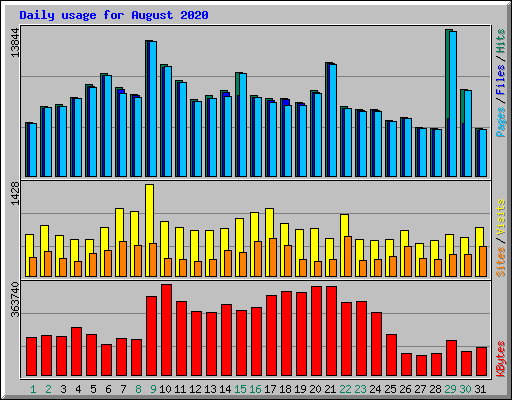 Daily usage for August 2020