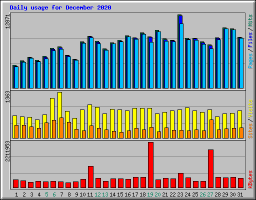 Daily usage for December 2020