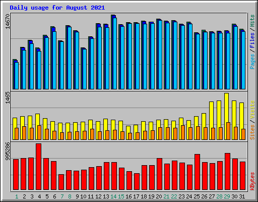 Daily usage for August 2021